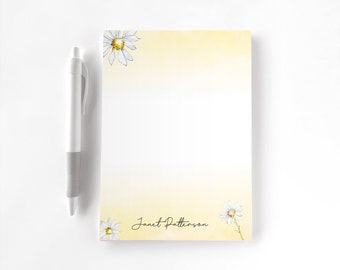 Personalized Notepad, Custom Notepad, Personalized Stationery, Writing Pad, Gift for Her, Floral Notepad, Daisy Floral Notepad