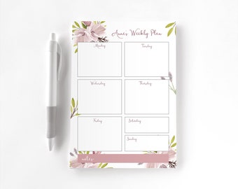 Personalized Notepad, Custom Notepad, Personalized Stationery, Writing Pad, Gift for Her, Planner, Weekly Planner, Magnolia Weekly Planner