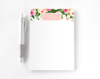 Personalized Notepad, Custom Notepad, Personalized Stationery, Writing Pad, Gift for Her, Simple Notepad, Modern Floral Notepad