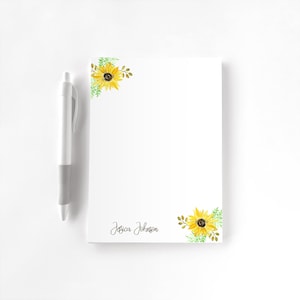 Personalized Notepad, Custom Notepad, Personalized Stationery, Writing Pad, Gift for Her, Sunflower Notepad, Sunflower Bunch