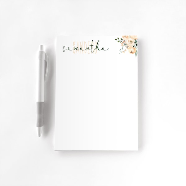 Personalized Notepad, Custom Notepad, Personalized Stationery, Writing Pad, Gift for Her, Floral Notepad, Whimsical Roses Notepad