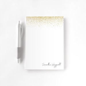 Personalized Notepad, Custom Notepad, Personalized Stationery, Writing Pad, Gift for Her, Gold Glitter Notepad, Gold Glitter Confetti