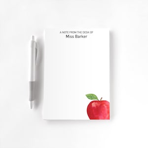 Teacher Personalized Notepad, Custom Teacher Pad, Teacher Appreciation, Writing Pad, Gift for Teacher, Teacher Gift, Simple Teacher Apple