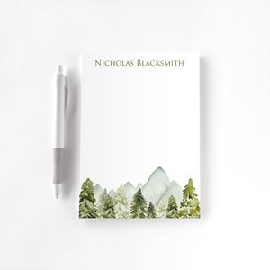 Personalized Notepad, Custom Notepad, Personalized Stationery, Writing Pad, Gift for Her, Mountain Stationery, Watercolor Mountains