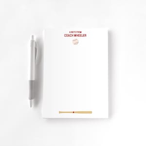 Baseball Personalized Notepad, Custom Notepad, Personalized Stationery, Writing Pad, Gift for Coach, Gift for Athlete, Baseball Notepad