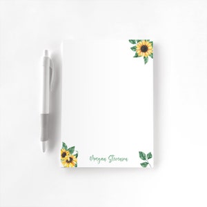 Personalized Notepad, Custom Notepad, Personalized Stationery, Writing Pad, Gift for Her, Sunflower Notepad, Garden of Sunflowers