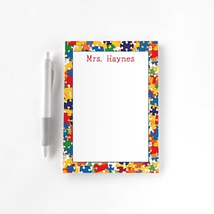 Bloc-notes personnalisé pour enseignant, bloc-notes pour enseignant, appréciation de l'enseignant, bloc-notes, cadeau pour l'enseignant, cadeau pour enseignant, pièce de puzzle pour l'autisme
