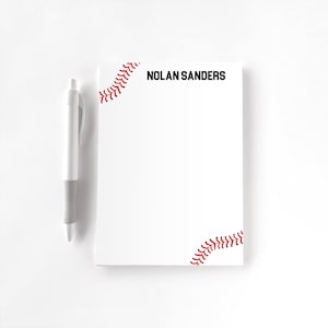 Baseball Personalized Notepad, Custom Notepad, Personalized Stationery, Writing Pad, Gift for Coach, Gift for Athlete, Baseball Stitches