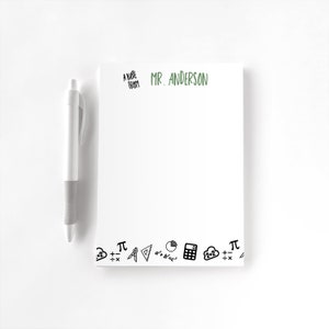 Personalized Notepad, Custom Notepad, Personalized Stationery, Writing Pad, Gift for Teacher, Teacher Appreciation, Math Teacher Notepad