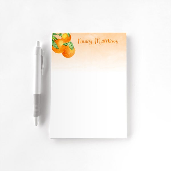 Personalized Notepad, Custom Notepad, Personalized Stationery, Writing Pad, Gift for Her, Fruit Notepad, Orange Tree, Florida Orange Notepad