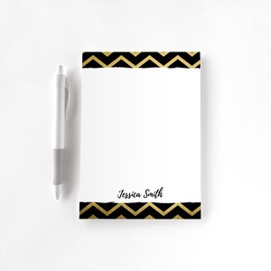 Personalized Notepad, Custom Notepad, Personalized Stationery, Writing Pad, Gift for Her, Gold Chevron, Faux Foil Gold Chevron Notepad