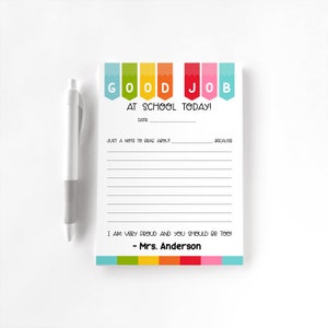 Teacher Personalized Notepad, Custom Teacher Pad, Teacher Appreciation, Writing Pad, Gift for Teacher, Teacher Gift, Good Job Student