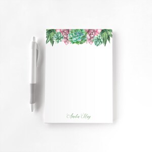 Personalized Notepad, Custom Notepad, Personalized Stationery, Writing Pad, Gift for Her, Floral Notepad, Succulent Notepad