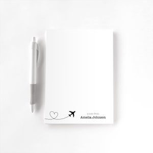 Personalized Notepad, Custom Notepad, Personalized Stationery, Writing Pad, Gift for Him, Pilot Stationery, Airplane Love