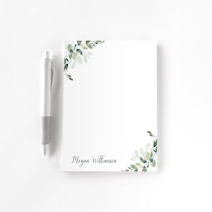 Personalized Notepad, Custom Notepad, Personalized Stationery, Writing Pad, Gift for Her, Greenery Notepad, Eucalyptus Notepad