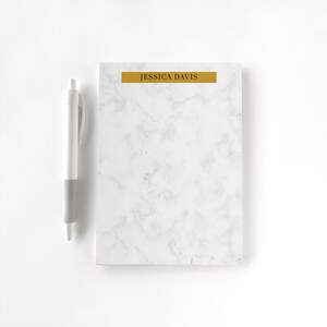 Personalized Notepad, Custom Notepad, Personalized Stationery, Writing Pad, Gift for Her, Marble Notepad, Gold Strip Notepad