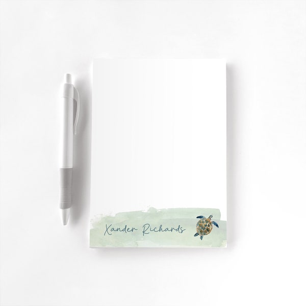 Personalized Notepad, Custom Notepad, Personalized Stationery, Writing Pad, Gift for Her, Watercolor Beach Notepad, Ocean Gift, Sea Turtle