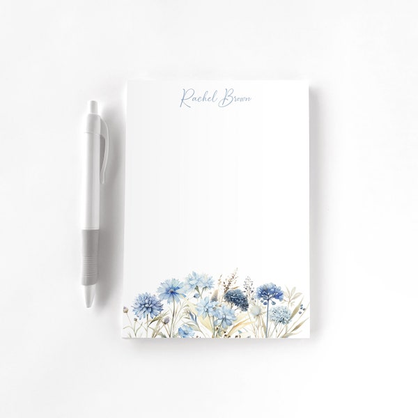 Personalized Notepad | Custom Notepad | Personalized Stationery | Writing Pad | Gift for Her | Dusty Blue Floral