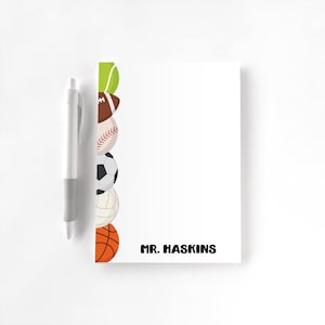 Gym Teacher Personalized Notepad, Custom Teacher Pad, Teacher Appreciation, Writing Pad, Gift for Teacher, Teacher Gift, All Sports Notepad