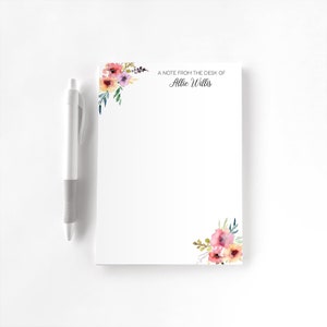 Personalized Notepad, Custom Notepad, Personalized Stationery, Writing Pad, Gift for Her, Spring Floral Notepad, Bright Floral Notepad