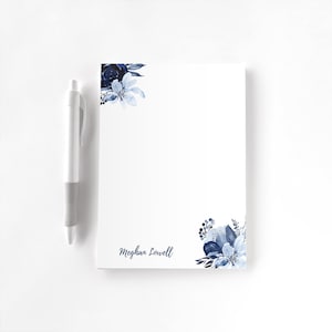 Personalized Notepad | Custom Notepad | Personalized Stationery | Writing Pad | Gift for Her | Navy Watercolor Floral Notepad