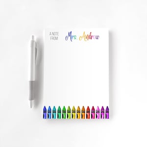 Teacher Personalized Notepad, Custom Teacher Notepad, Teacher Appreciation, Writing Pad, Gift for Teacher, Teacher Gift, Colorful Crayon