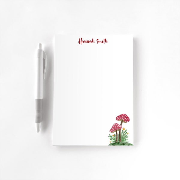 Personalized Notepad, Custom Notepad, Personalized Stationery, Writing Pad, Gift for Her, Whimsical Notepad, Toadstool Mushroom Notepad