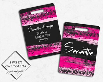 hot pink luggage tag