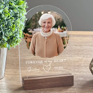 Personalized Memorial Gifts, Clear Acrylic Desktop Display, Loss Of Loved One, Sympathy In Memory, Remember Photo Gift, Forever In My Heart