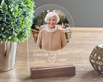 Personalized Memorial Gifts, Clear Acrylic Desktop Display, Loss Of Loved One, Sympathy In Memory, Remember Photo Gift, Forever In My Heart