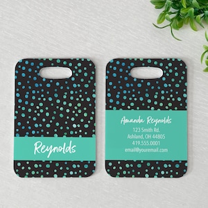 Luggage Tag | Personalized Bag/Luggage Tag | Personalized Luggage Tag | Diaper Bag Tag | Custom Bag Tag | Travel Accessory | Teal Polka Dots