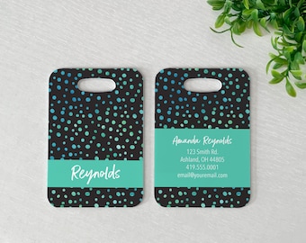 Luggage Tag | Personalized Bag/Luggage Tag | Personalized Luggage Tag | Diaper Bag Tag | Custom Bag Tag | Travel Accessory | Teal Polka Dots