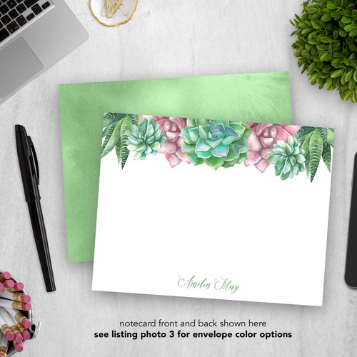 Personalized Stationery Set Flat Notecard Set Diecut Etsy