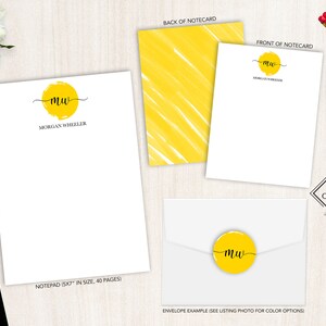 Ensemble de papeterie personnalisée | Jeu de cartes de correspondance plates | Bloc-notes personnalisé | Ensemble de papeterie personnelle Monogram | Sceau monogramme simple