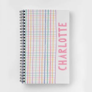 Personalized Spiral Notebook | Personalized Journal | Feminine Stationery | Personalized Rainbow Notebook | Kids Lines Girl