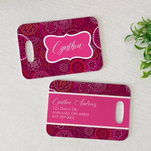 Luggage Tag | Personalized Bag/Luggage Tag | Kids Backpack Tag | Diaper Bag Tag | Custom Bag Tag | Travel Accessory | Pink Floral