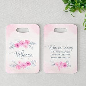 Luggage Tag | Personalized Bag/Luggage Tag | Pink Floral Luggage Tag | Diaper Bag Tag | Custom Bag Tag | Travel Accessory | Pink Blossom