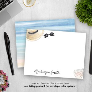 Ensemble de papeterie personnalisée | Jeu de cartes de correspondance plates | Cartes de correspondance prédécoupées | Papeterie personnelle | pour notes féminines Beachy Babe | Lot de 12