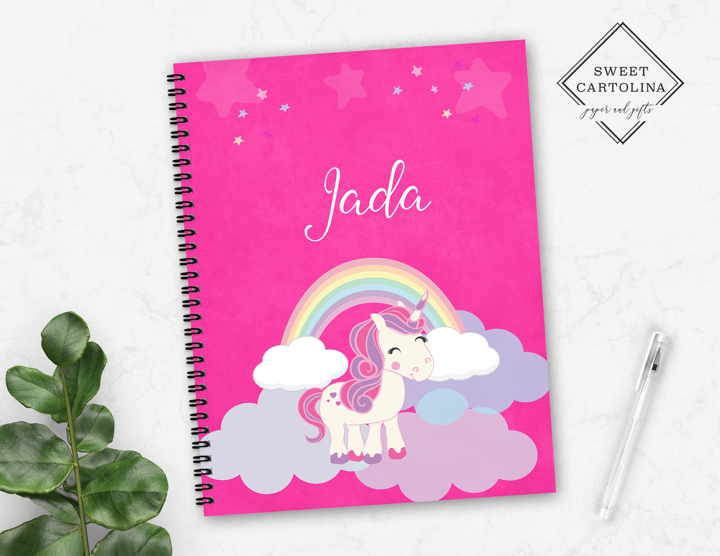 Sketch Book for Girls: Cute Unicorn on Vibrant Raindbow Stars Background!  Large Blank Sketchbook for Girls, Notebook for Drawing, Writing, Sketching