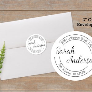 Étiquettes d'adresse de retour | Étiquette d'adresse ronde | Cachet pour enveloppes | Étiquette d'adresse personnalisée | Autocollant rond 2" | Étiquettes rondes | Rondes personnalisées
