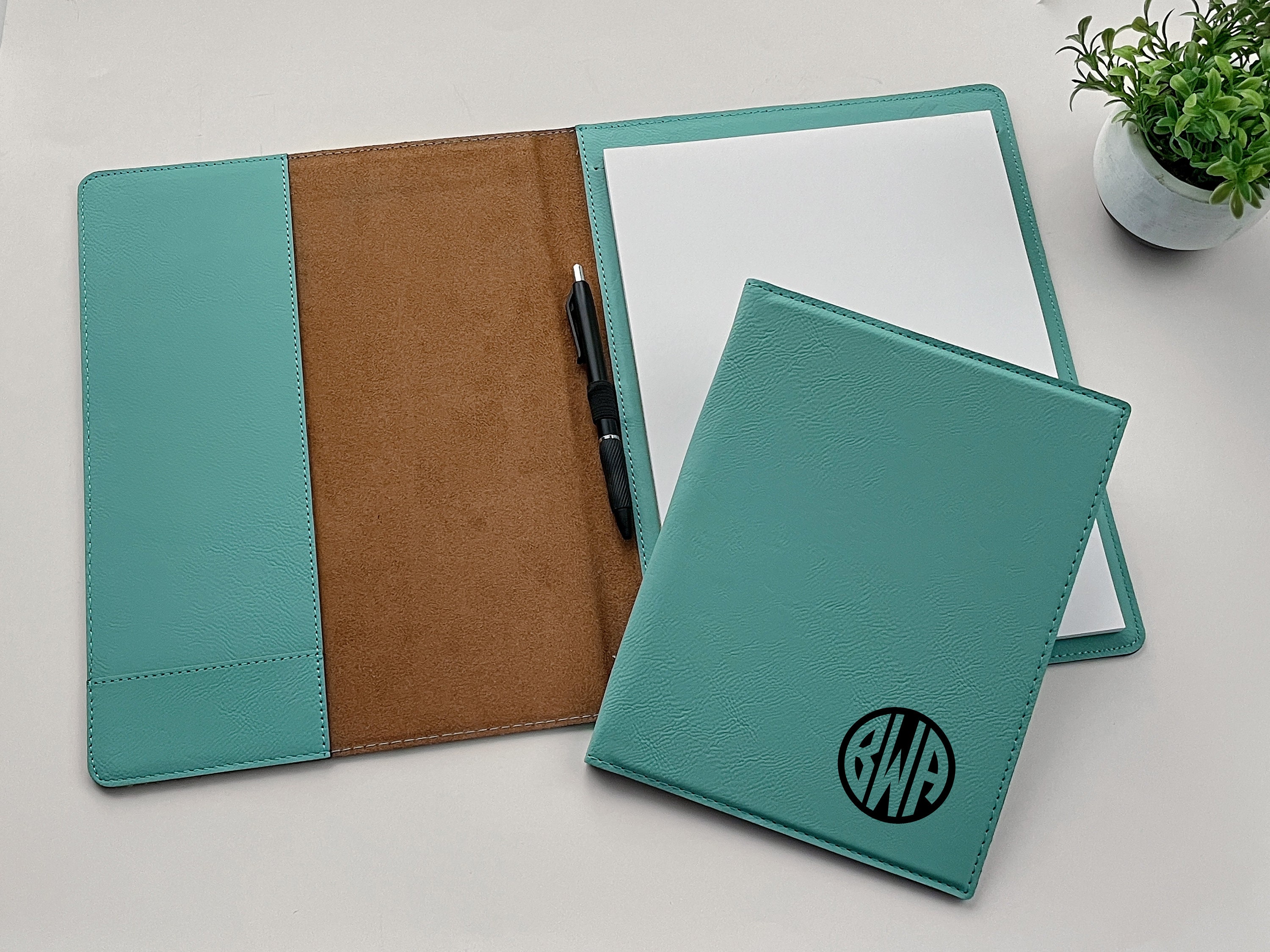 Personalized Leather Portfolio With Notepad, Custom Laser Engraved ...