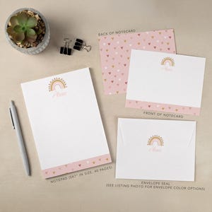 Personalized Stationery Set | Flat Notecard Set | Personalized Notepad | Floral Personal Stationery Set | Boho Rainbow