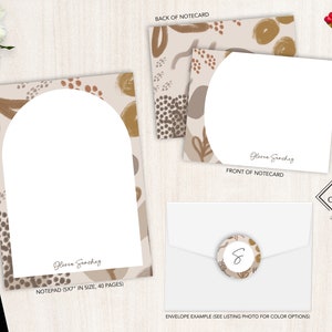 Ensemble de papeterie personnalisée | Jeu de cartes de correspondance plates | Bloc-notes personnalisé | Ensemble de papeterie personnelle florale | Bohème abstrait