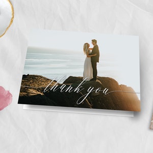 Wedding Thank You Cards, Thank You Note, Wedding Gift Thank You, Folded Thank You Card, Photo Thank You, Perfect Script