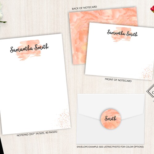 Personalized Stationery Set Flat Notecard Set Personalized Etsy