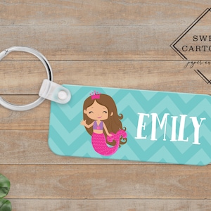 Personalized Keychain | Kids Keychain | Kids Lunchbox Tag | Custom Key Chain | Custom Lunchbox Tag | Name Key Chain | Mermaid