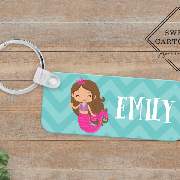 Personalized Keychain | Kids Keychain | Kids Lunchbox Tag | Custom Key Chain | Custom Lunchbox Tag | Name Key Chain | Mermaid