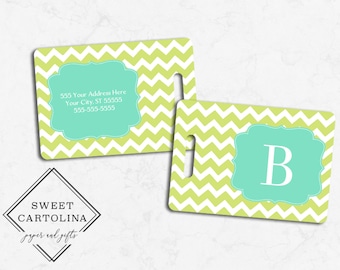 Luggage Tag | Personalized Bag/Luggage Tag | Monogram Luggage Tag | Diaper Bag Tag | Custom Bag Tag | Travel Accessory | Green Chevron