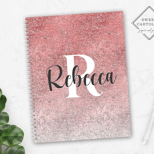 Personalized Spiral Notebook | Personalized Journal | Custom Journal Spiral Notebooks | Personalized Gifts | Glitter Ombre