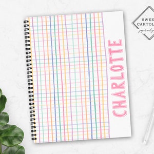 Personalized Spiral Notebook | Personalized Journal | Feminine Stationery | Personalized Rainbow Notebook | Kids Lines Girl